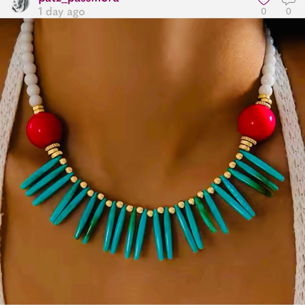 COPY - Turquoise and Red Beaded Necklace